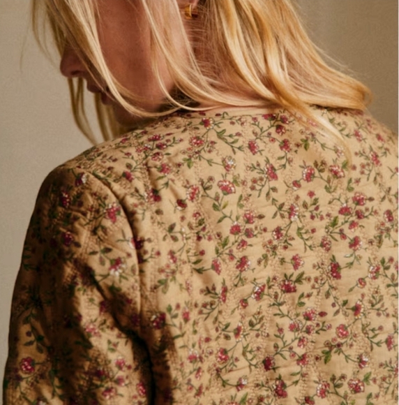 SÉZANE Paoline Tie Front Jacket In Miranda Beige Floral Print New 40/8 RARE NWOT - Picture 7 of 16